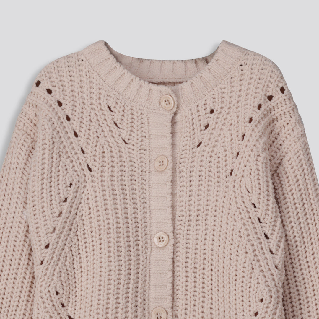 Girls Chenille Cardigan _ 158506 _ Stone