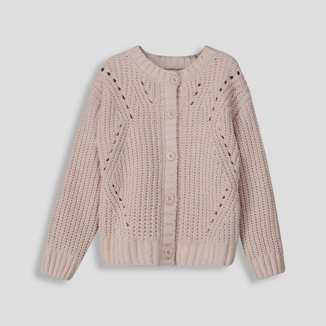 Girls Chenille Cardigan _ 158506 _ Stone