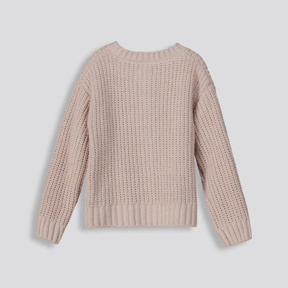 Girls Chenille Cardigan _ 158506 _ Stone