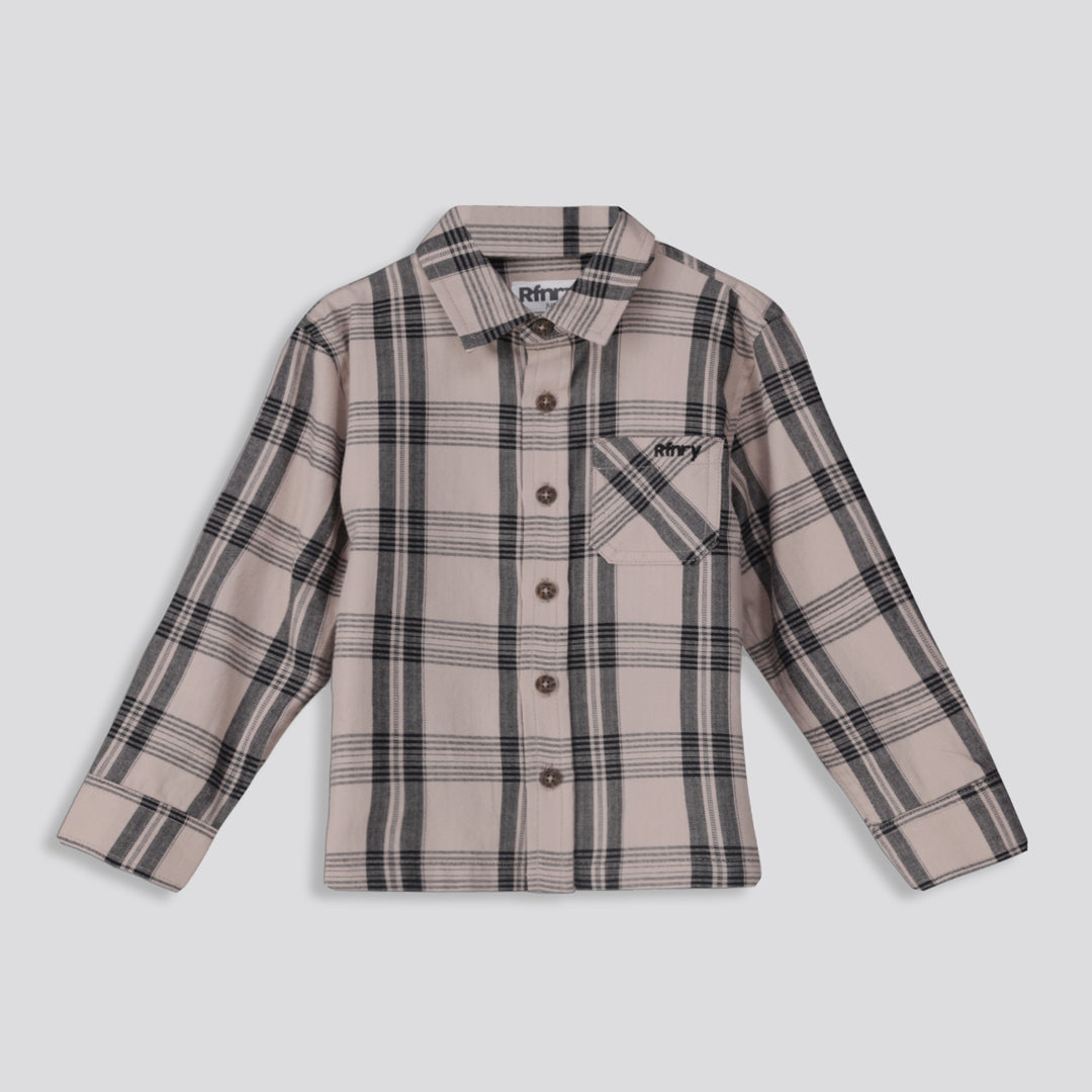 Boys Check Shirt _ 158867 _ Taupe