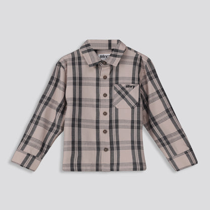 Boys Check Shirt _ 158867 _ Taupe