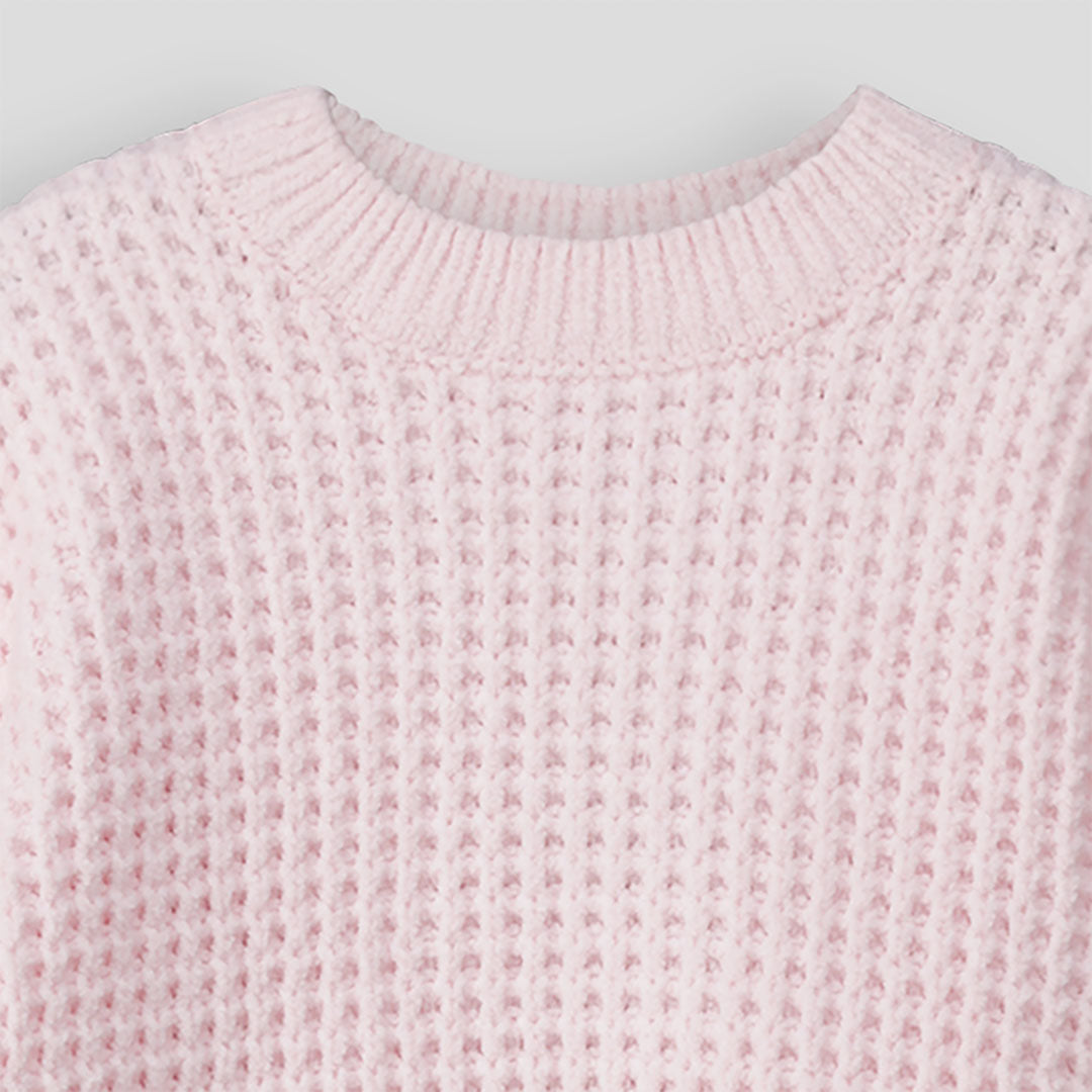 Girls Waffle Jumper _ 158999 _ Light Pink