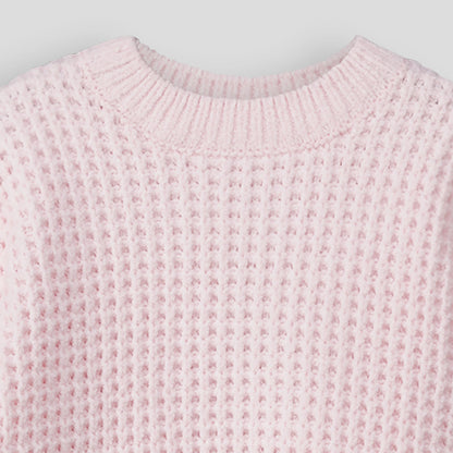 Girls Waffle Jumper _ 158999 _ Light Pink