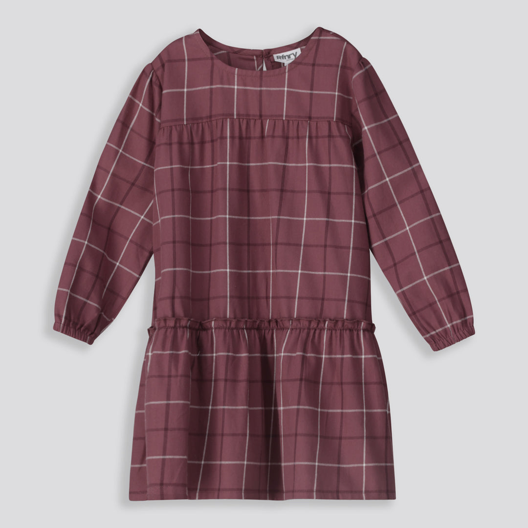 Girls Flannel Dress _ 159154 _ Mauve