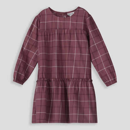 Girls Flannel Dress _ 159154 _ Mauve