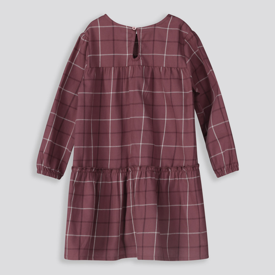 Girls Flannel Dress _ 159154 _ Mauve