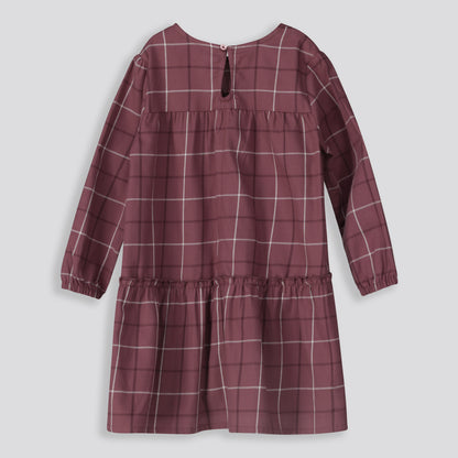 Girls Flannel Dress _ 159154 _ Mauve