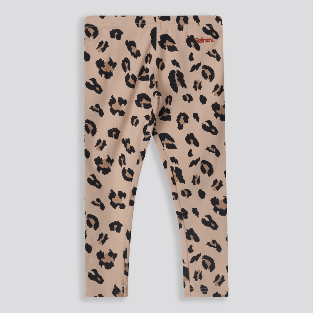 Girls Leopard Leggings _ 159675 _ Stone