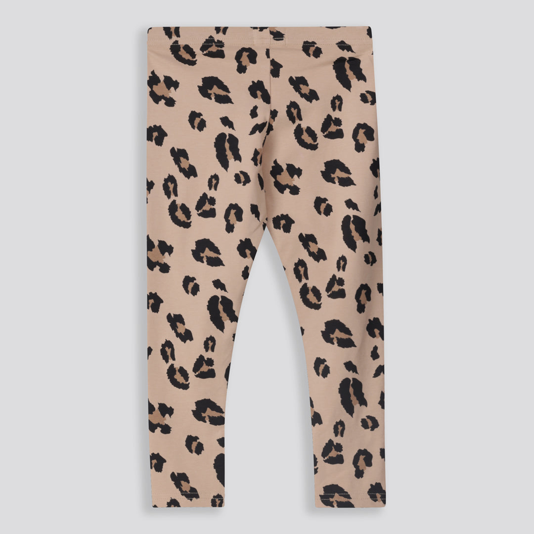 Girls Leopard Leggings _ 159675 _ Stone