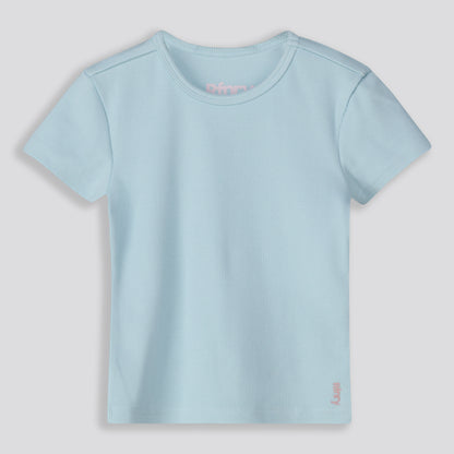Girls Ribbed Tee _ 159698 _ Light Blue