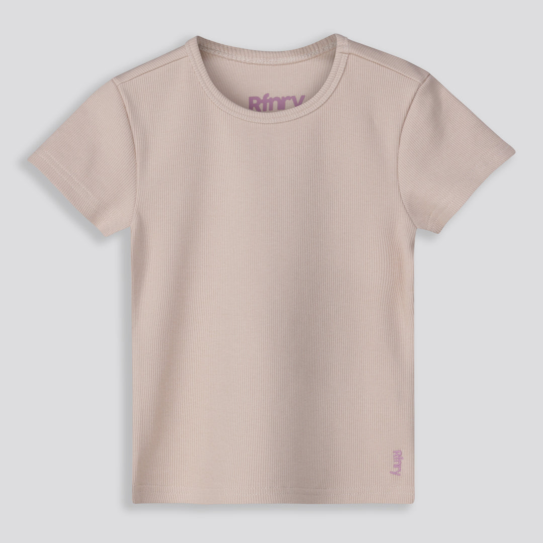 Girls Ribbed Tee _ 159701 _ Stone