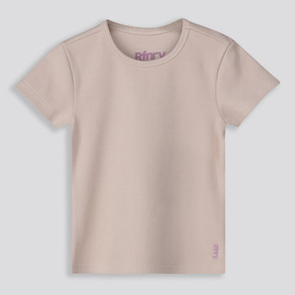 Girls Ribbed Tee _ 159701 _ Stone