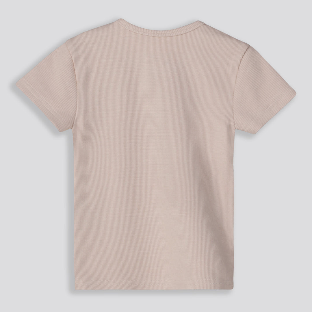 Girls Ribbed Tee _ 159701 _ Stone