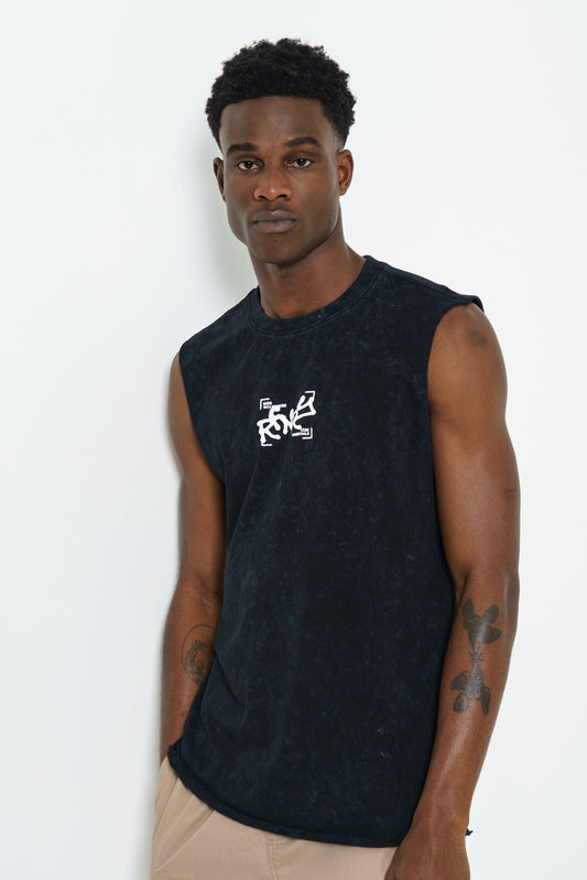 Graffiti Overdyed T-Shirt - Black
