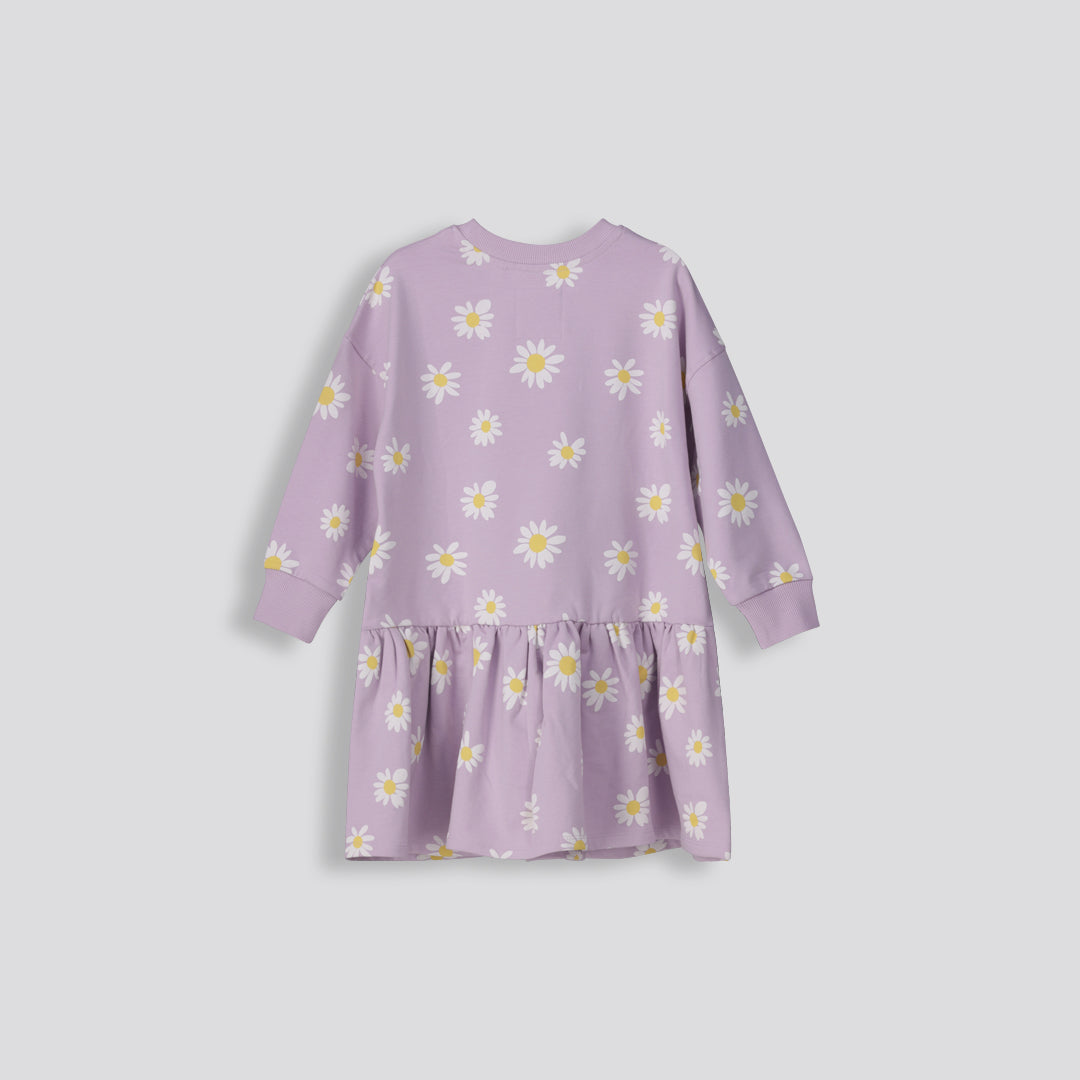 Girls Flower Sweat Dress _ 160361 _ Lilac
