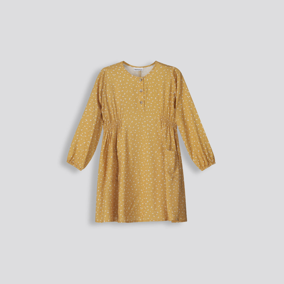 Girls Flare Dress _ 160439 _ Ochre