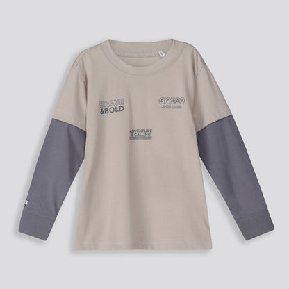 Boys Statement Long Sleeve _ 160448 _ Beige