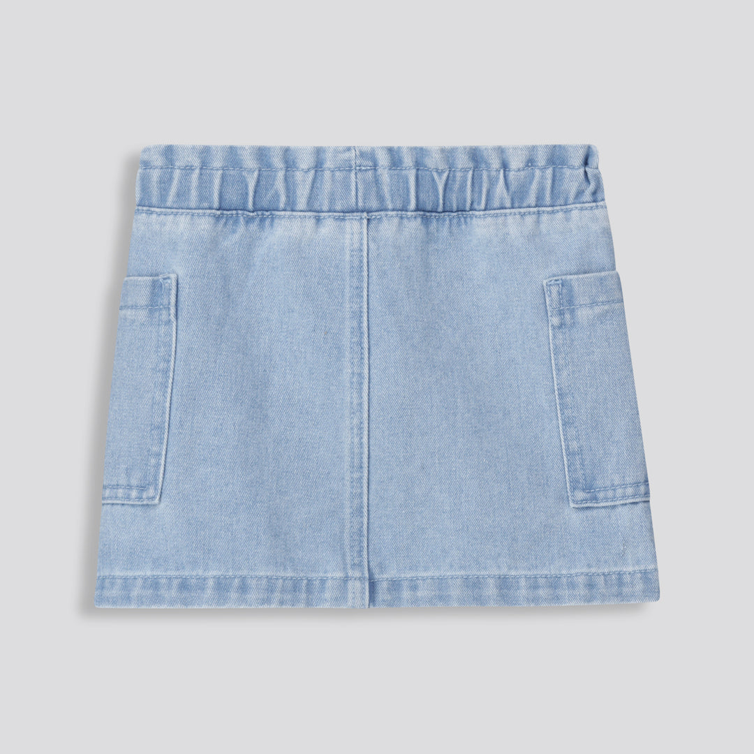 Girls Denim Cargo Skirt _ 161324 _ Blue Denim