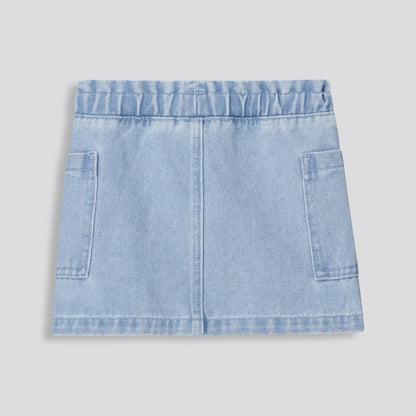 Girls Denim Cargo Skirt _ 161324 _ Blue Denim