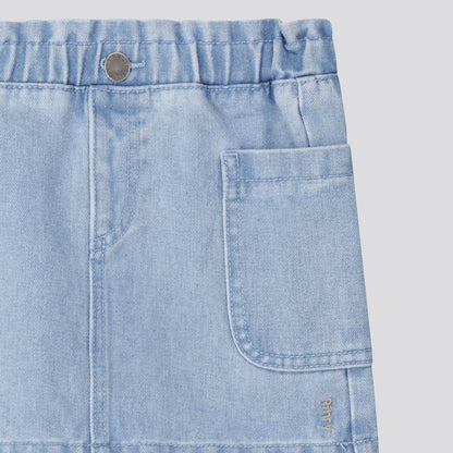 Girls Denim Cargo Skirt _ 161324 _ Blue Denim