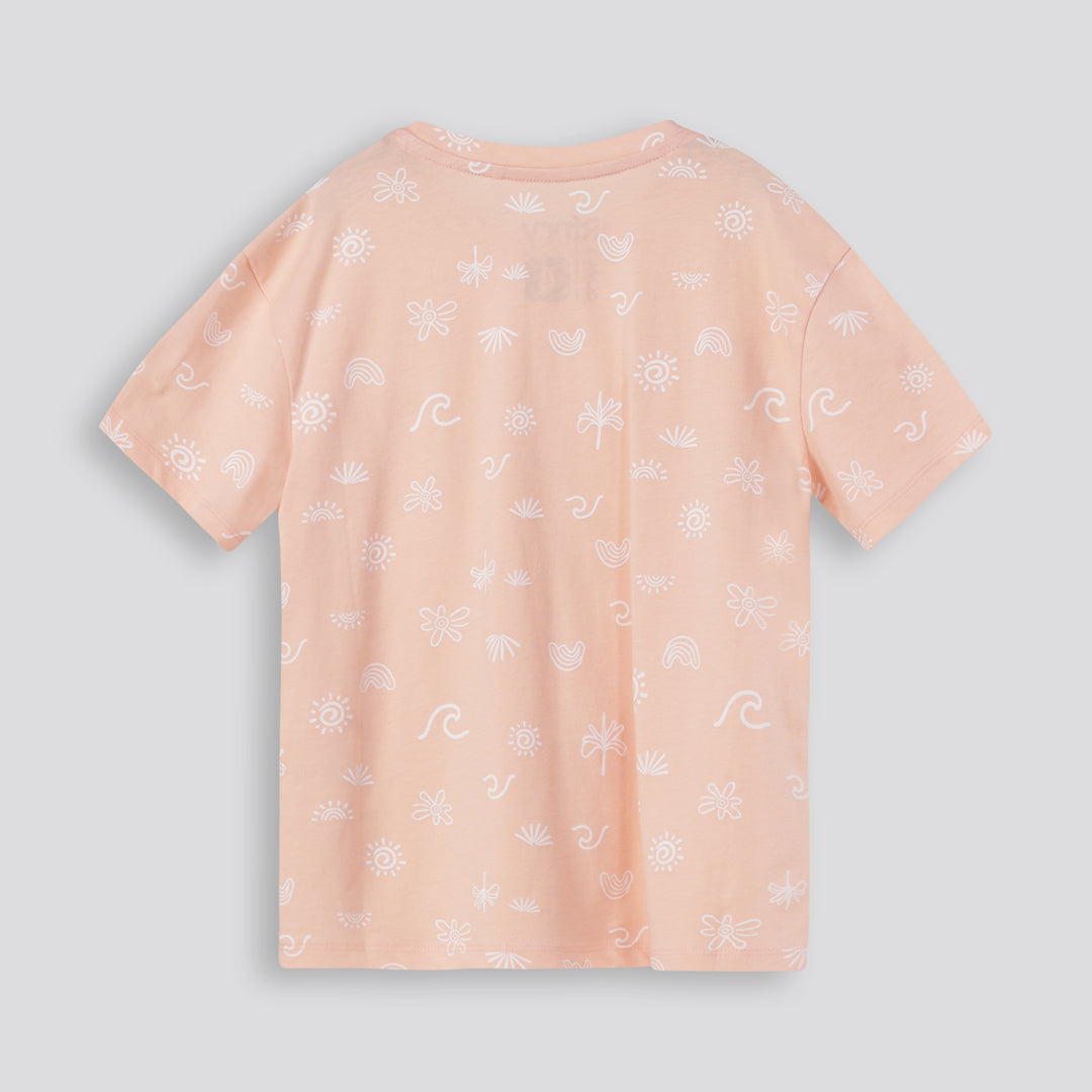 Girls Printed Tee _ 167454 _ Peach