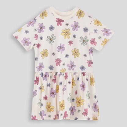Girls Floral Drop Waist Dress _ 168078 _ Cream