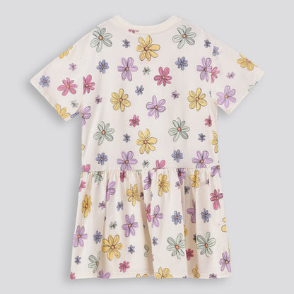 Girls Floral Drop Waist Dress _ 168078 _ Cream