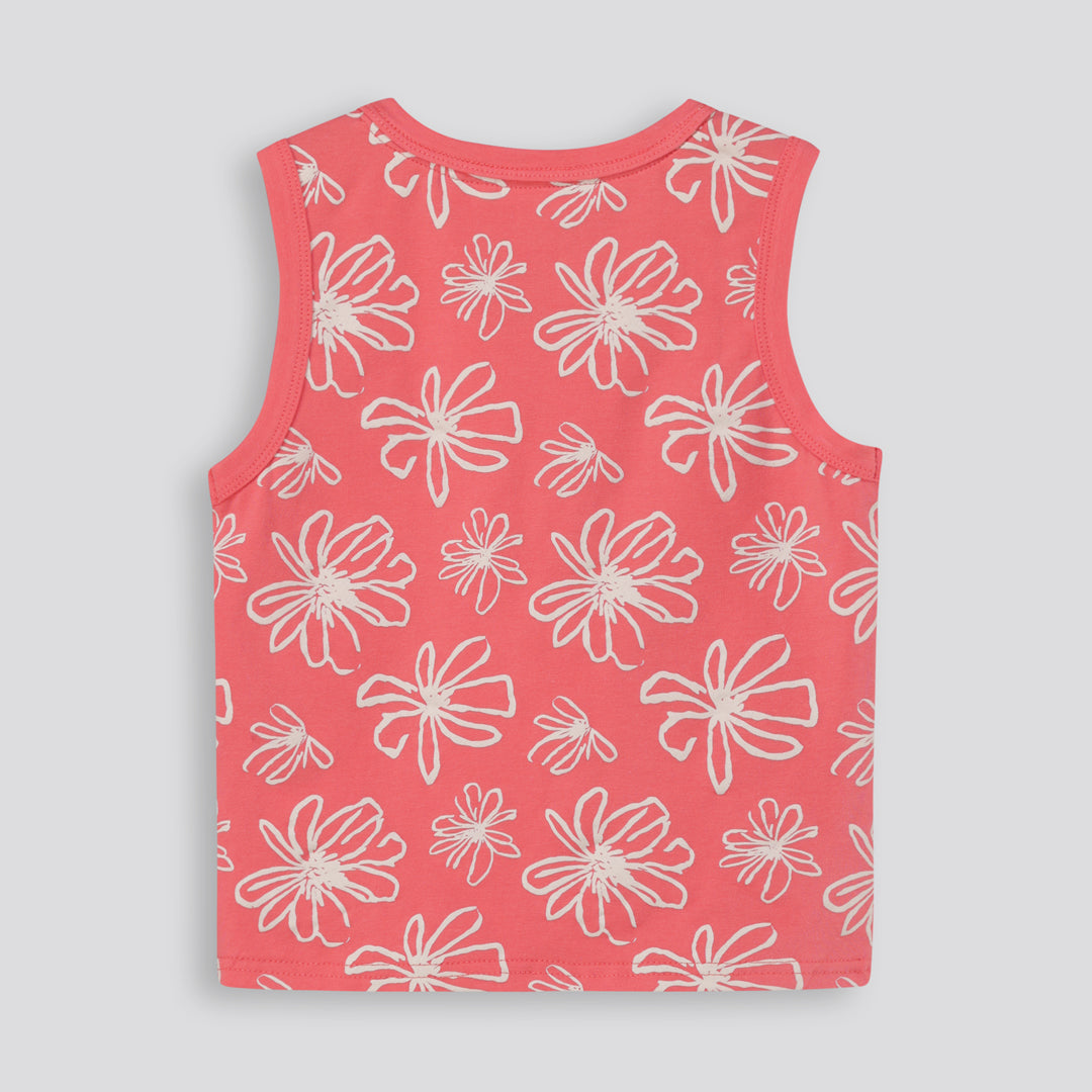 Girls Floral Tank Top _ 168143 _ Coral