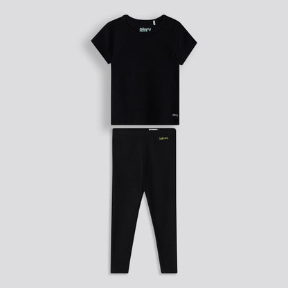 Girls Ribbed Tee Black
