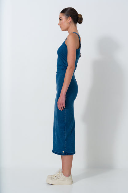 Ruched Side Denim Dress