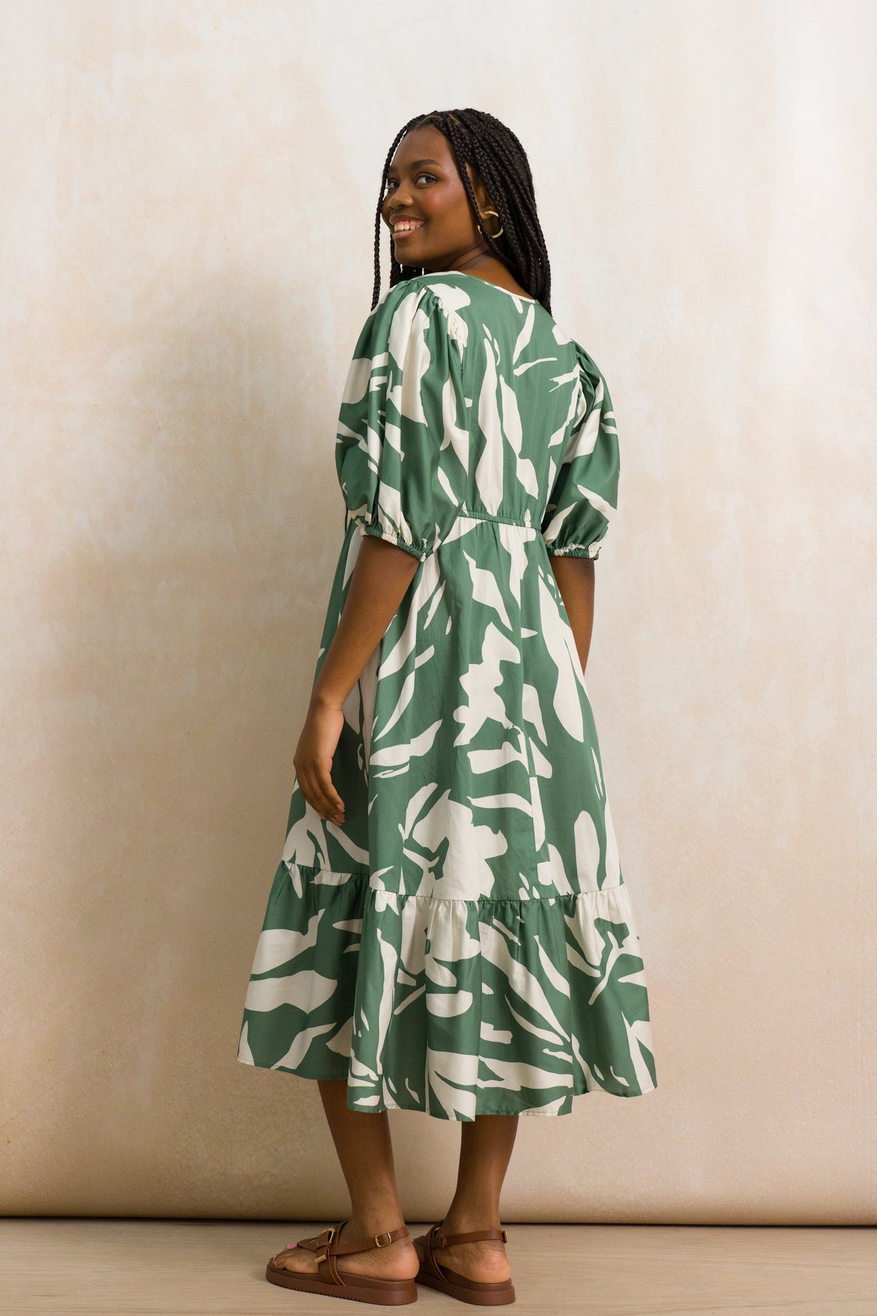 Relaxed V-Neck Midi Dress
