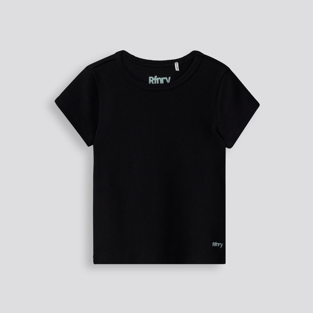 Girls Ribbed Tee Black