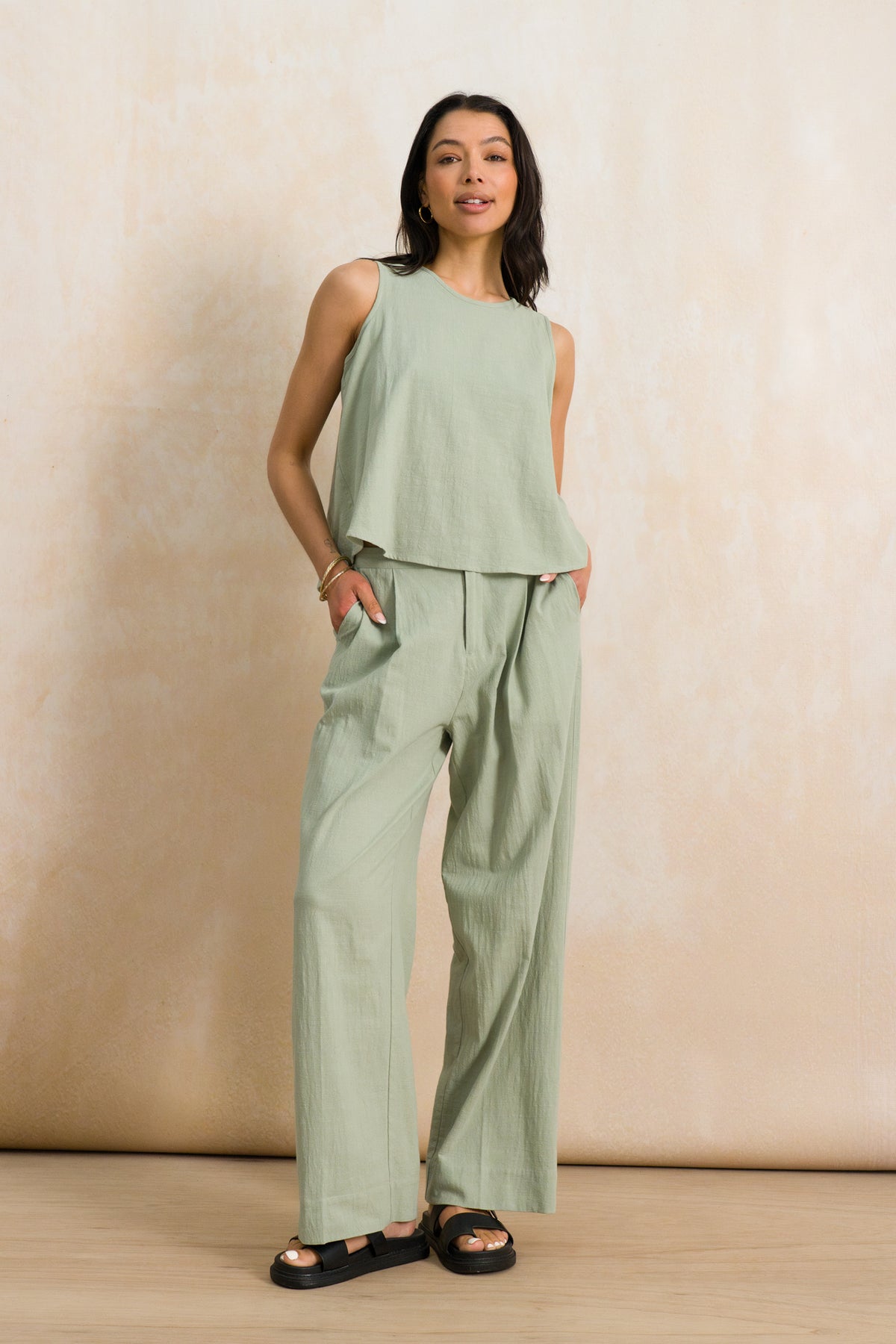 Hi Rise Structured Pants