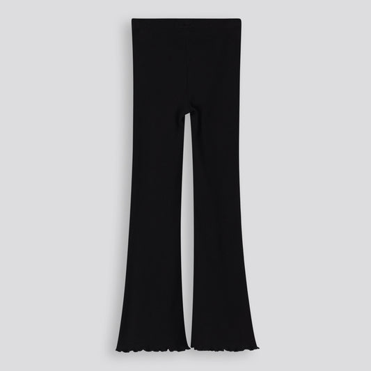 Girls Ribbed Flare Leggings - Black
