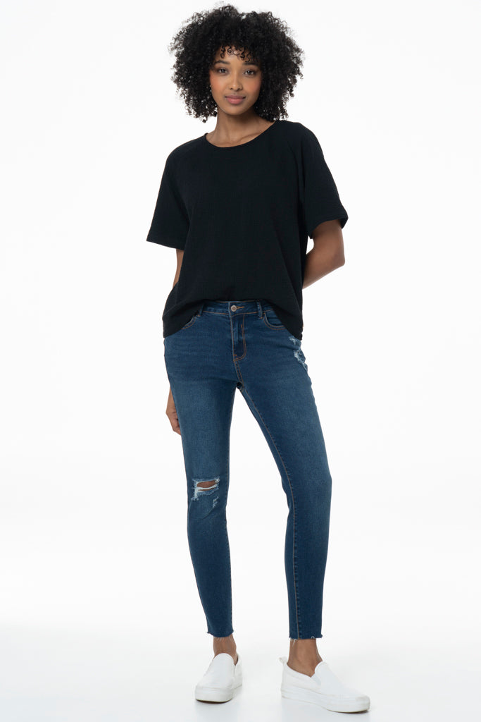 Rf12 Mid-Rise Ankle Grazer Jeans _ 141587 _ Dark Wash from
