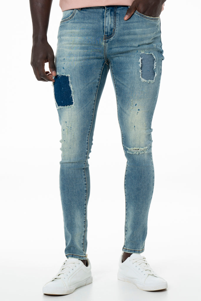 Rf10 Rip & Repair Skinny Denim Jeans _ 140444 _ Blue Denim