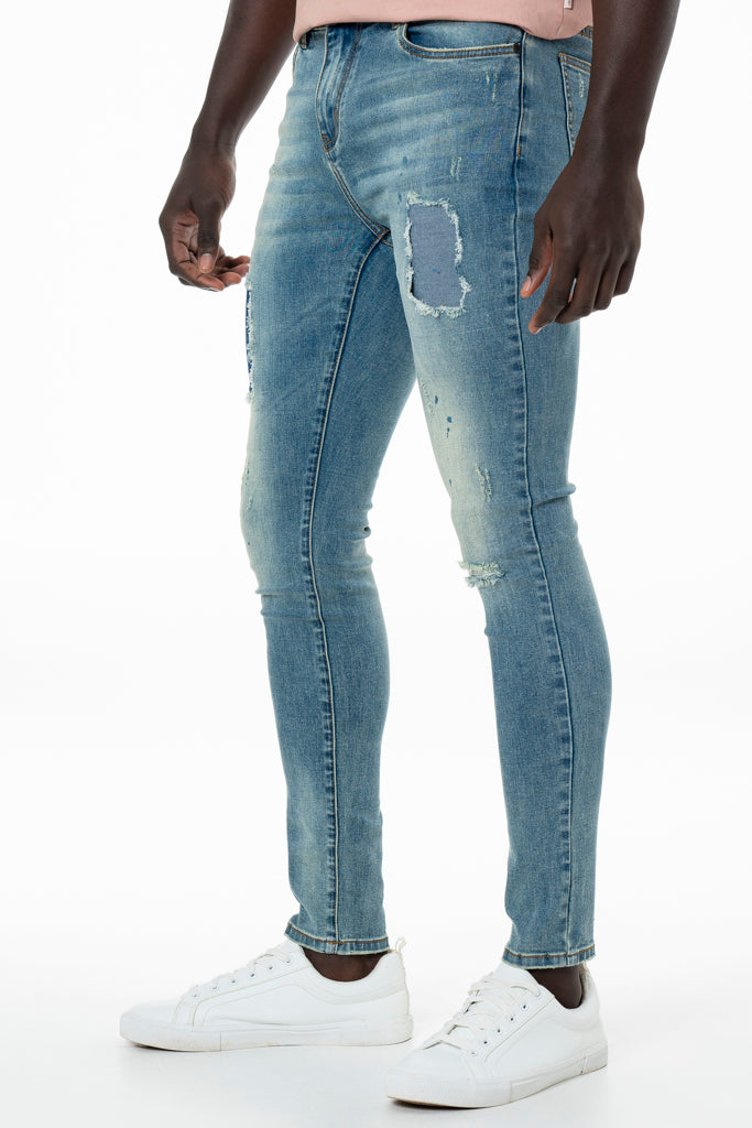 Rf10 Rip & Repair Skinny Denim Jeans _ 140444 _ Blue Denim