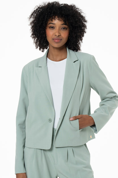 Cropped Blazer _ 141221 _ Sage