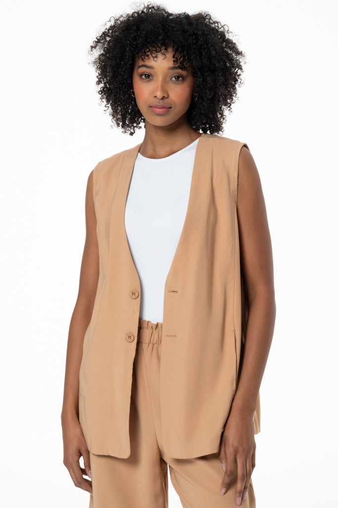 Longer Length Waistcoat _ 141225 _ Tan
