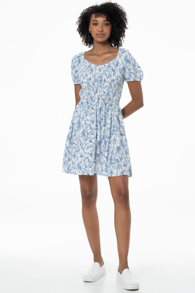 Shirred Fit And Flare Midi Dress _ 141435 _ Blue