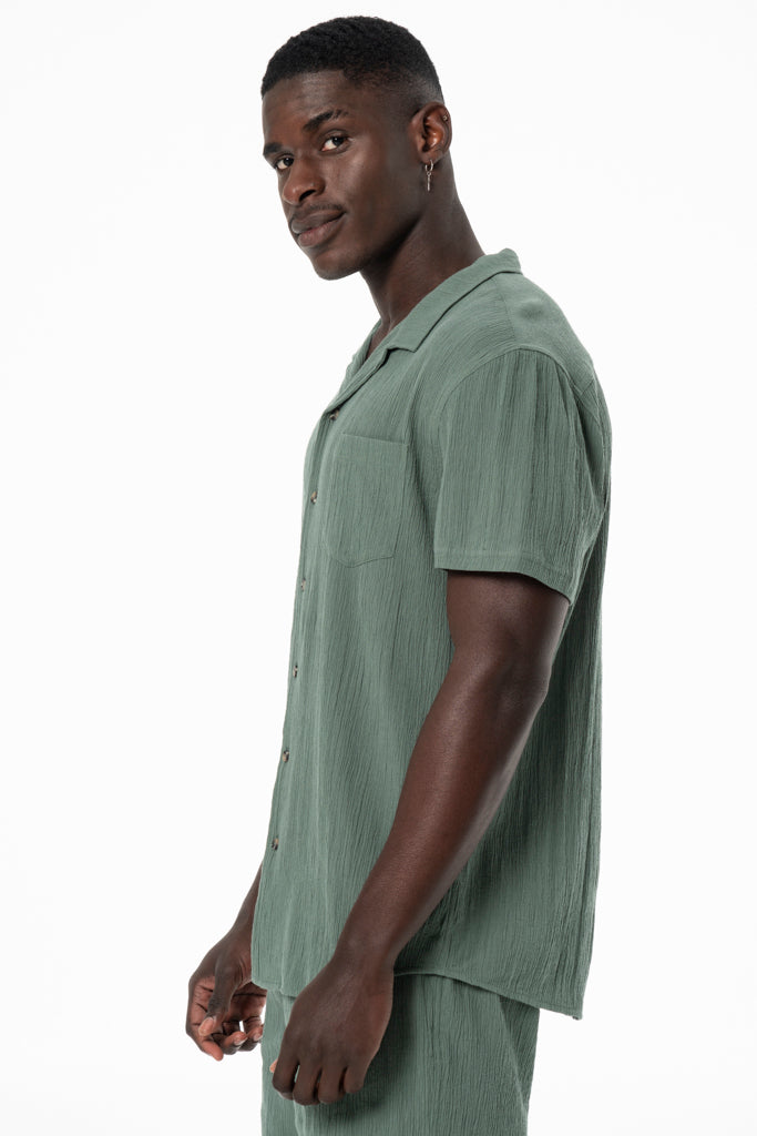 Crinkled Textured Shirt _ 140185 _ Emerald