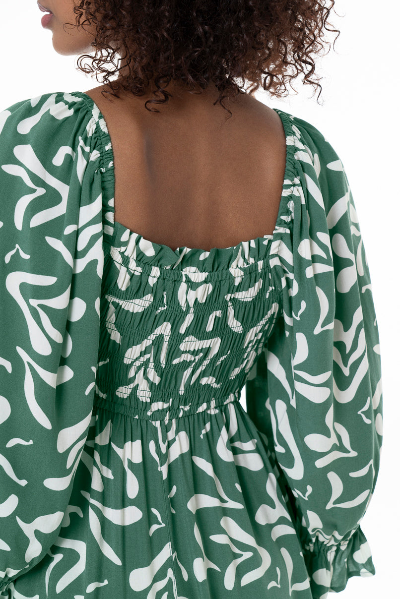 Shirred Bodice Dress _ 153759 _ Green