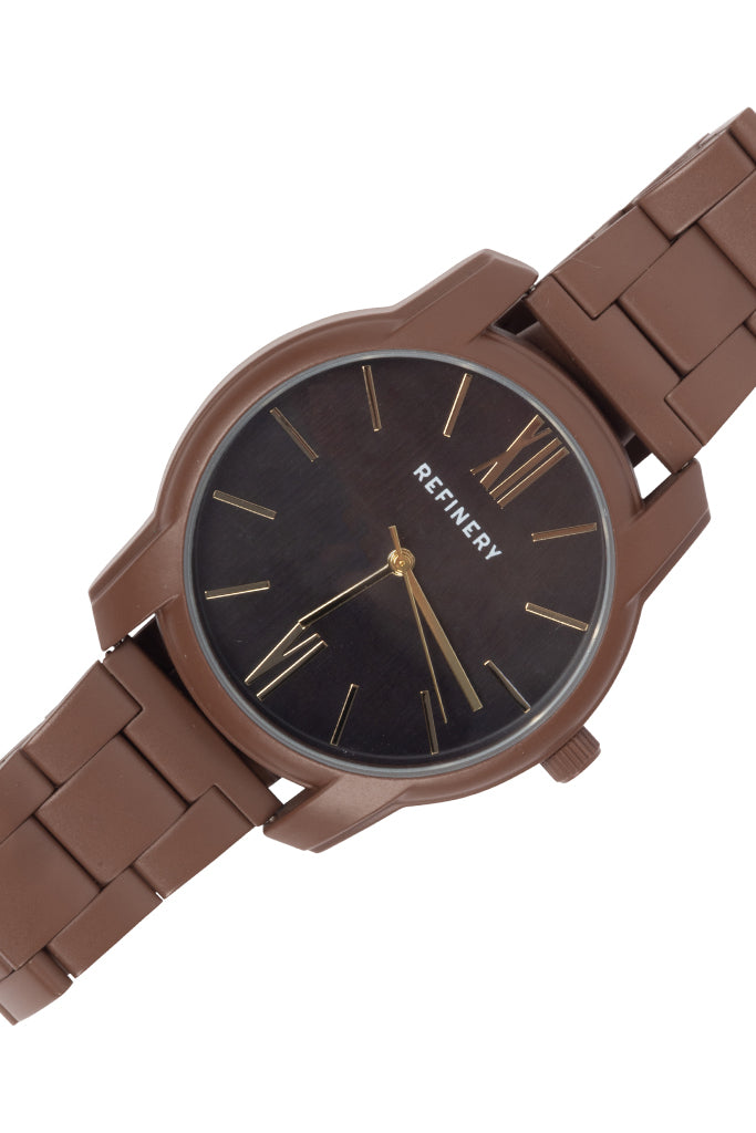 Chunky Metal Watch _ 154089 _ Brown