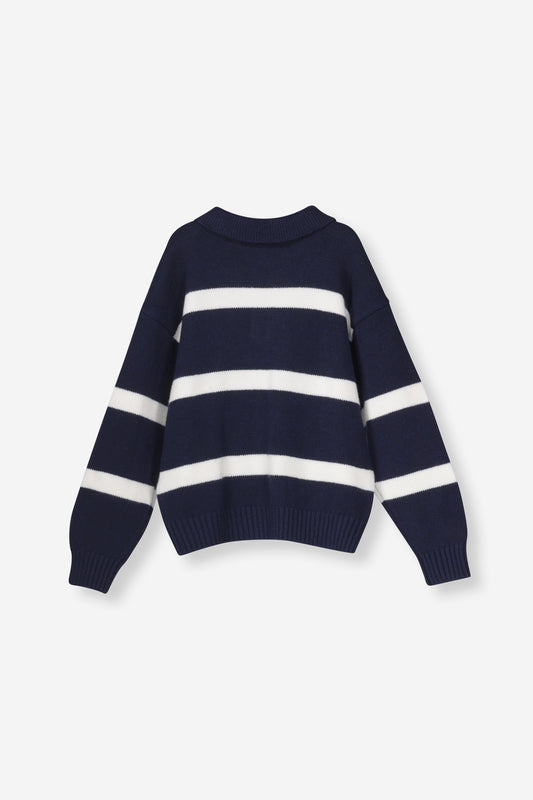 Boys Rugby Collar Striped Jumper