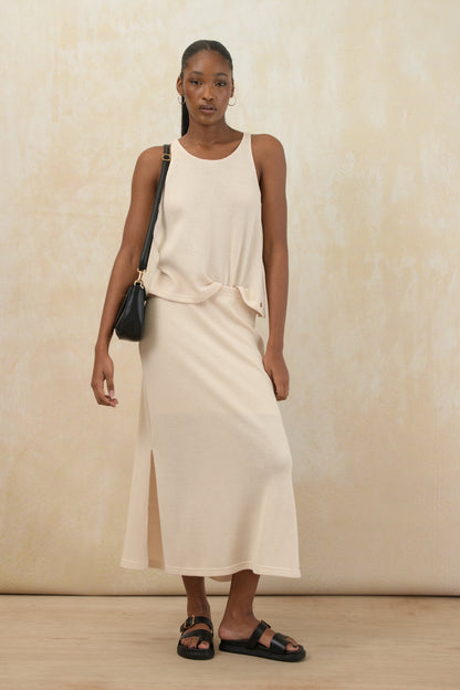 Fitted Textured Midi Skirt