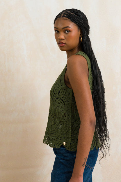 Crochet Knit Sleeveless Top