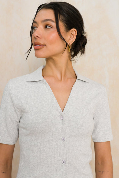 Button Through Ribbed Golfer