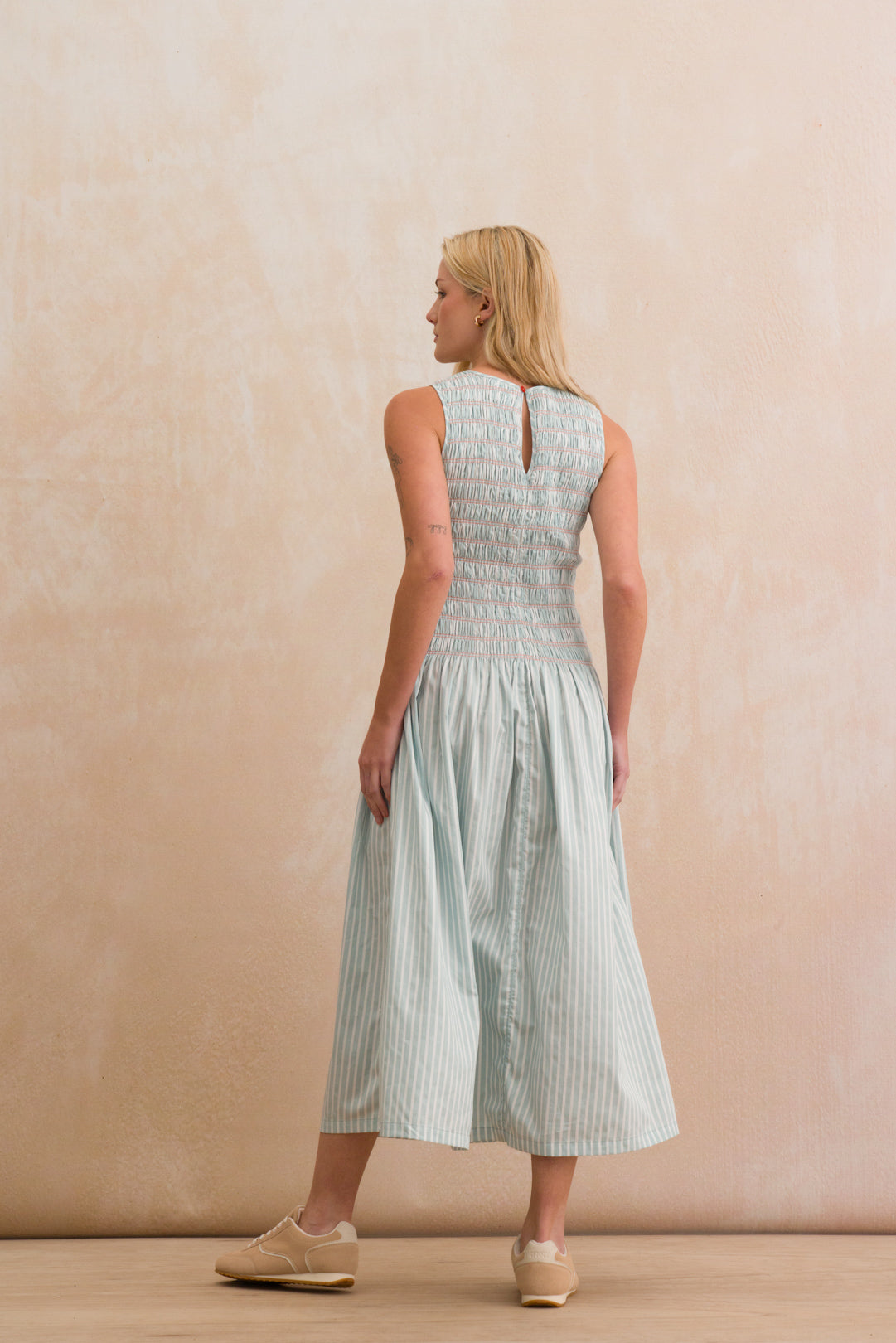 Fitted Shirred Midi Dress