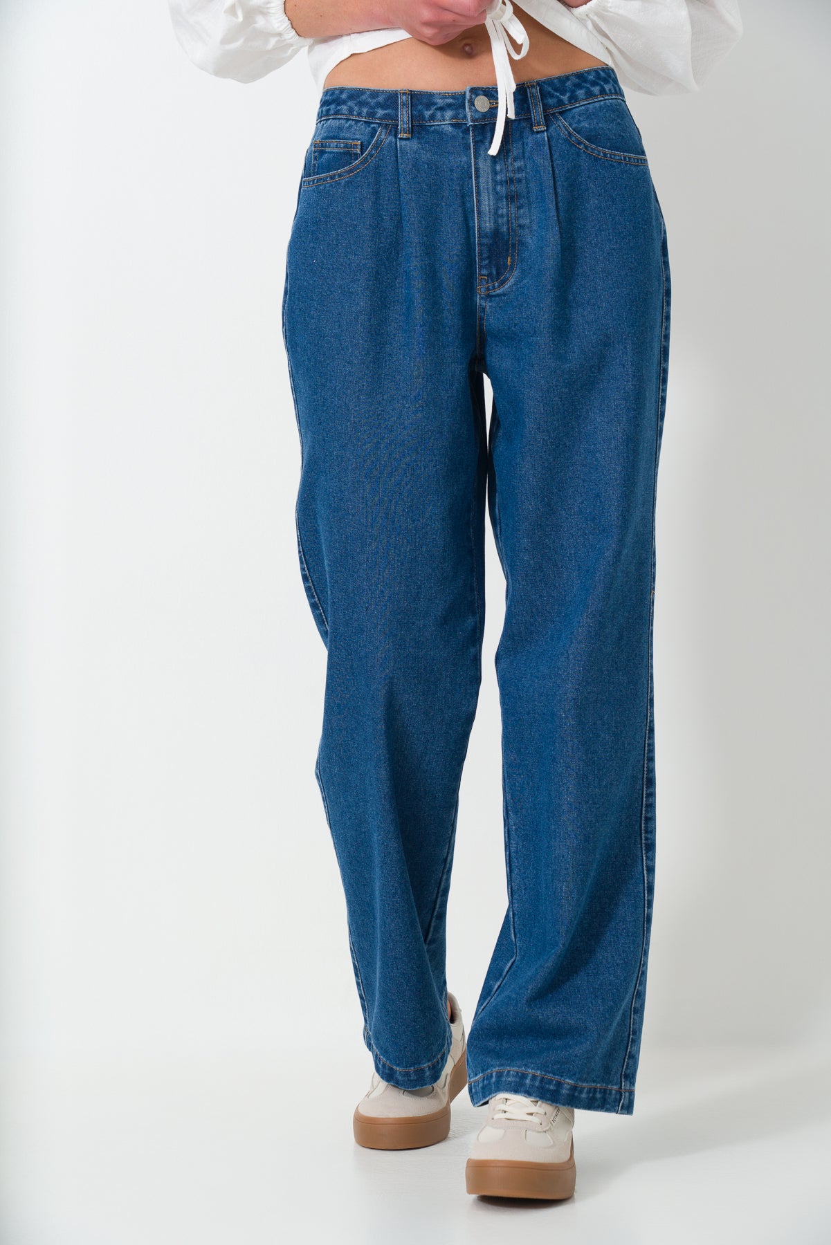 Rf16  Wide Leg Mid Wash Denim