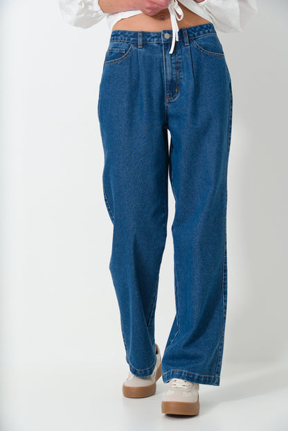 Rf16  Wide Leg Mid Wash Denim